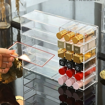 Κουτί αποθήκευσης κραγιόν, ακρυλικός οργανωτής για σκιά ματιών και πούδρες, επιτραπέζιο ράφι καλλυντικών, μοντέρνος μινιμαλισμός (Υλικό: Ακρυλικό; Στυλ: Μοντέρνος μινιμαλισμός; Έτος κυκλοφορίας: 2023)