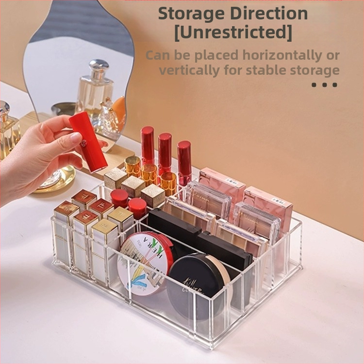 Cutie de depozitare pentru ruj, organizator acrilic pentru umbre de ochi și pudră, raft cosmetic de birou, stil modern minimalist (Material: acrilic; Stil: modern minimalist; An lansare: 2023)