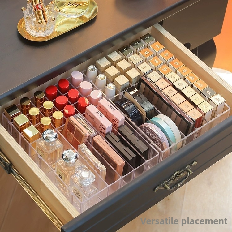 Cutie de depozitare pentru ruj, organizator acrilic pentru umbre de ochi și pudră, raft cosmetic de birou, stil modern minimalist (Material: acrilic; Stil: modern minimalist; An lansare: 2023)