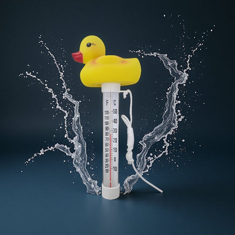 Plutajući termometar za vodu s dizajnom patke za bazene i akvarije, duljina 220 mm, rezolucija 1°C, točnost ±1°C