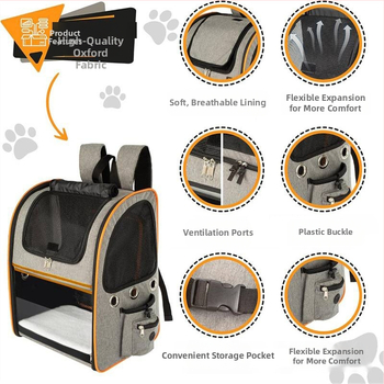 Freddy Oxford σακίδιο κατοικιδίων, μεγάλης χωρητικότητας, διαπνέον και επεκτειόμενο, για γάτες και σκύλους, προέλευση Jiangsu