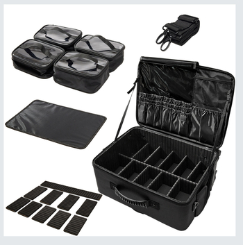 Επαγγελματικό κιβώτιο μακιγιάζ με τηλεσκοπική ράβδο, μεγάλη χωρητικότητα, Oxford ύφασμα, τροχοί με ευρεία χρήση, φερμουάρ, με επεκτεινόμενο στρώμα