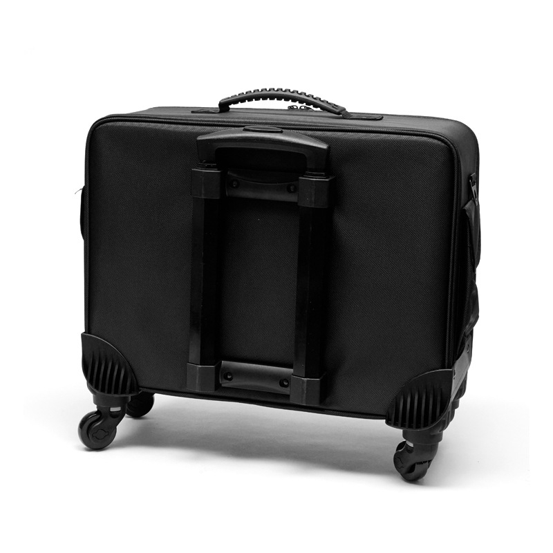 Profesionalus makiažo dėklas su teleskopine lazdele, didelė talpa, Oxford audinys, universalieji ratai, užtrauktukas, su išplėtimo sluoksniu