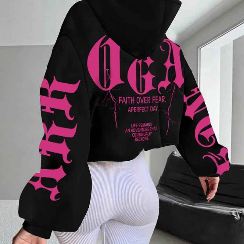 Kapučių džemperis su spauda, storesnis audinys, 3D kišenė, megztinio stilius