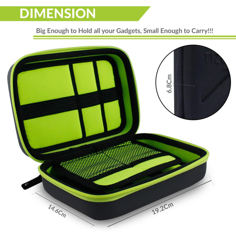 Kelioninė EVA rankinė kabeliams ir elektroninėms įrenginiams saugoti, BJT EA1, rankinės tipo forma, daugiafunkcinė