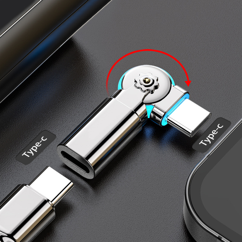 Καλώδιο Type-C ευθύγραμμο με περιστρεφόμενο γωνιακό προσαρμογέα, μήκος έως 0,5 μ, 100 W, κράμα αλουμινίου, ένα άκρο, γρήγορη φόρτιση