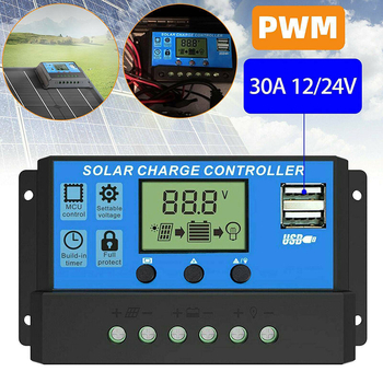 10A/20A/30A Ηλιακός ελεγκτής PWM με διπλό USB, LED, Έξυπνο Σύστημα Φόρτισης-Αποφόρτισης, 24V