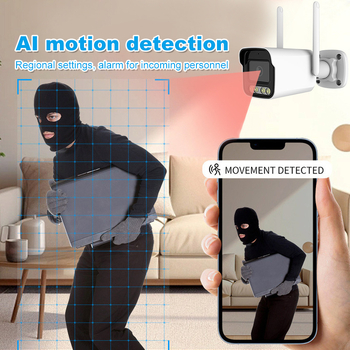 Bezvadu Wi‑Fi HD novērošanas kamera ar pilnkrāsu attēlu, 3MP, 3,6° objektīvs, -20°C līdz 50°C, 5V barošanas spriegums, iekšējai un ārējai lietošanai