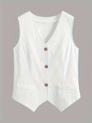 Γυναικείο γιλέκο χωρίς μανίκια, άνετος στη γραμμή, κανονικό μήκος, πολυεστέρας 95%+, κομψό καθημερινό ντύσιμο