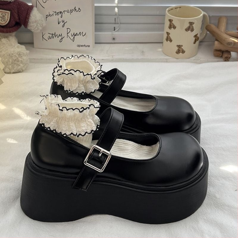 Sieviešu Mary Jane kurpes ar platformu; PU augšējā daļa; zemais papēdis 1–3 cm; apaļš purns; gumijas zole