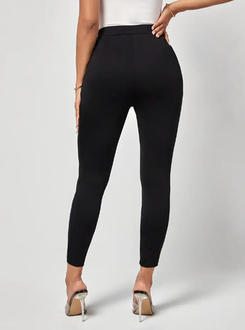 Дамски панталони молив, висока талия, тесен силует, патчворк дизайн с колажи, полиестерна материя, висока еластичност