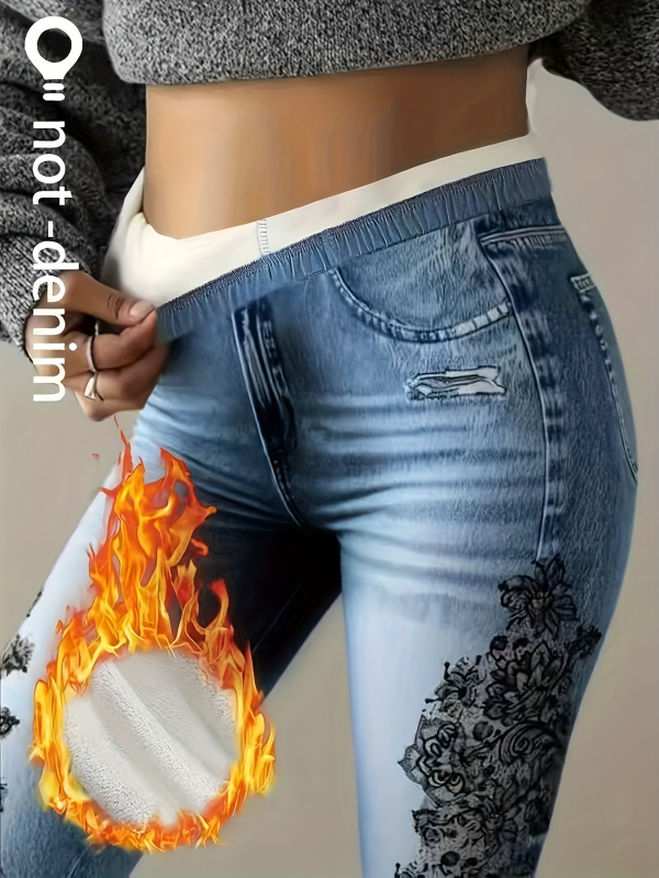 Garās bikses ar flisa oderi, ciešs piegriezums, 70–80% poliestera ar elastānu, vidēja biezums, siltuma saglabāšana