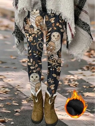 Κολάν γιόγκα με 3D εκτύπωση, ψηλή μέση, στενή εφαρμογή, φλίς από μαλλί αλπάκα 95%+