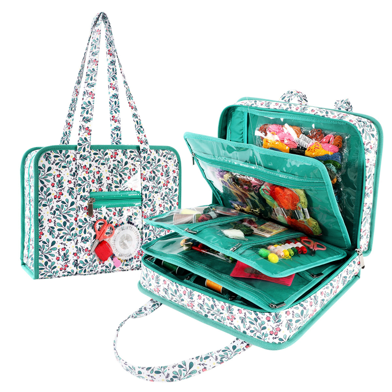 Sieninis siuvimo įrankių laikymo krepšys, daugiasluoksnis, stačiakampio kuboid formos dizainas, 600D Oxford audinys