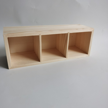 Κουτί αποθήκευσης μαρκαδόρων με τρία διαμερίσματα, ξύλινος τετράγωνος οργανωτής γραφείου, μοντέλο MK-3