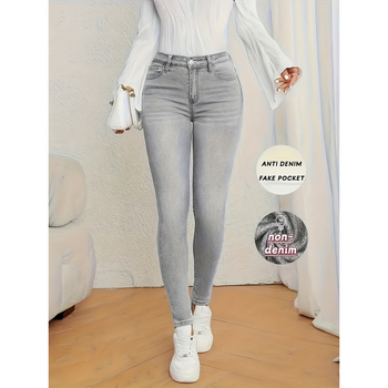 Džinsi ar taisnu piegriezumu, brīvā piegriezuma, dubulta josta, fleece iekšējā odere, sintētisko šķiedru maisījums