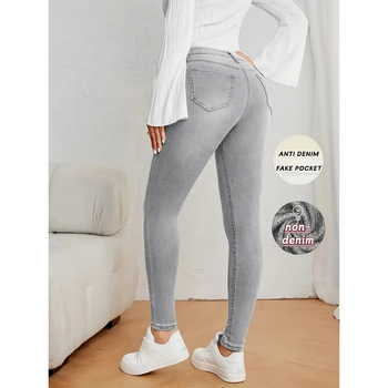 Дънки с права кройка, свободен силует, двойна талия, подплата от флийс, смес от синтетични влакна