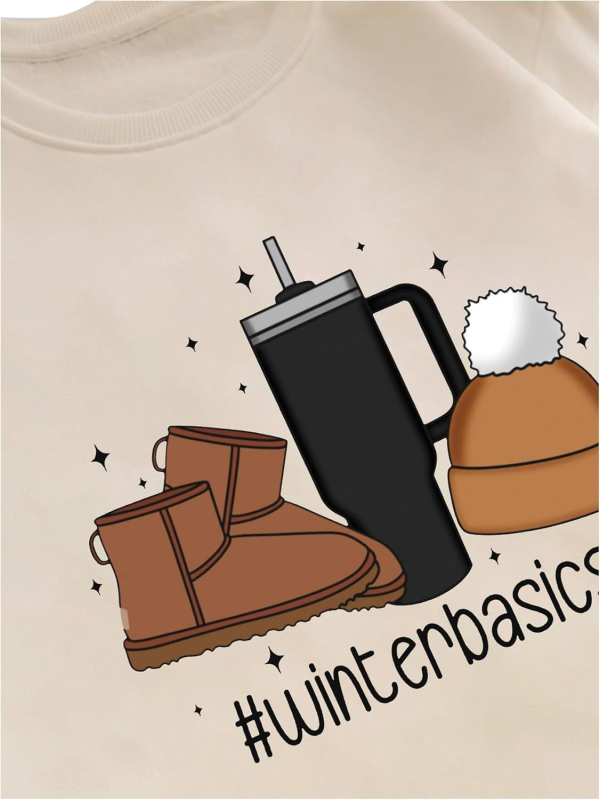 Moterų spausdintas džemperis su apvaliu kaklu, ilgomis rankovėmis, poliesterio pluoštas, laisvas kirpimas