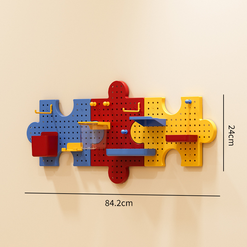 Επιτοίχιο ράφι αποθήκευσης για μελέτη γραφείου με παζλ-επίπεδα, με εγκατάσταση με βεντούζες, πλαστικό, μοντέλο 2701, βάρος 1229 g