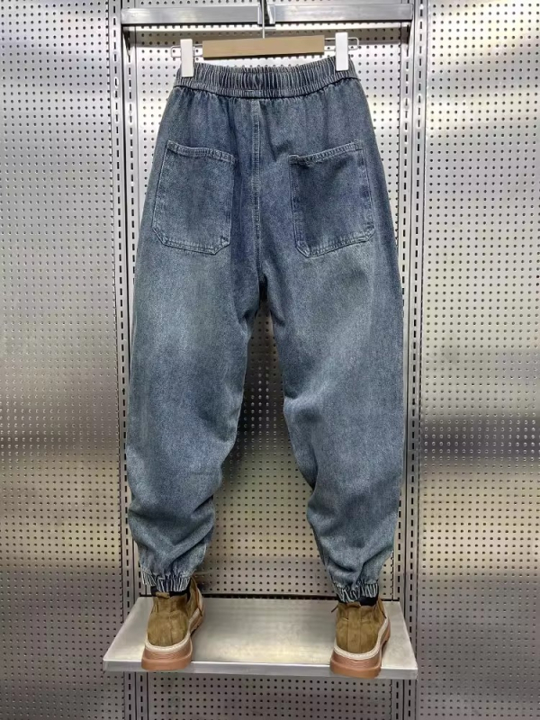 Vīriešu džinsi no kokvilnas, brīvā piegriezuma, vidējā jostas līmenī, pilnas garums, taisnie kājas