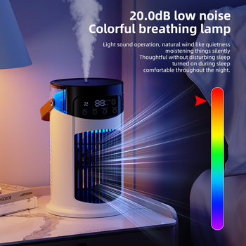 Ανεμιστήρας Ψύξης με Νερό για Κλιματισμό, Τροφοδοσία USB, 3 Λεπίδες, Δοχείο Νερού 500 ml, Μοτέρ Brushless, Πολυεπίπεδη Ρύθμιση