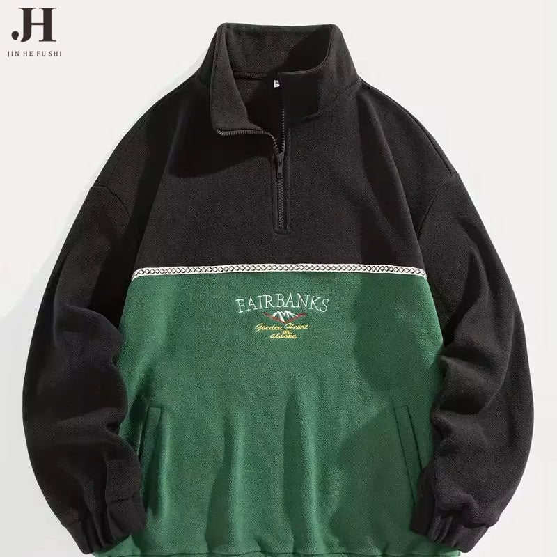 Kordurojinis švarkas su siuvinėjimu, stovinti apykaklė, užtrauktukas, laisvas kirpimas