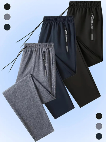 Αντρικά αθλητικά παντελόνια καθημερινής χρήσης, μακρύ ίσιο κόψιμο, μεσαία μέση, κορδόνι στήριξης, 96% πολυεστέρας