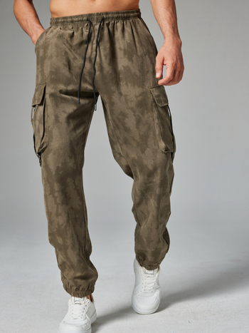 Ανδρικά φαρδιά παντελόνια cargo casual για εξωτερικές δραστηριότητες, softshell με γρήγορο στέγνωμα, πολυεστερική Ίνα, πολλές τσέπες, υψηλή μέση, κατάλληλα για τέσσερις εποχές