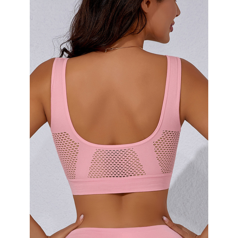 Kombinacija liemenėlė su augštu palaikymu, Racerback, kvėpuojantis tinklas, trikampiai puodeliai, vidutiniškai formuoti puodeliai, akrilinis audinys