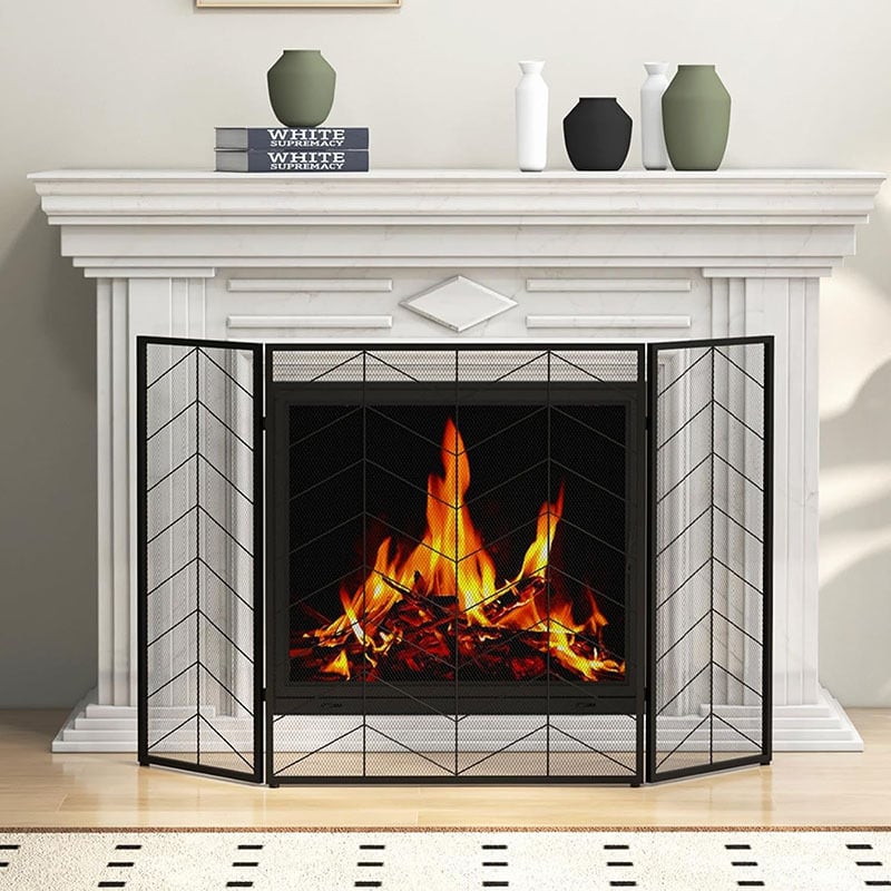 Geležies meno židinio apvados ekranas - minimalistinis tuščias tinklinis pertvara, Europos ir Amerikos stilius, TL25349