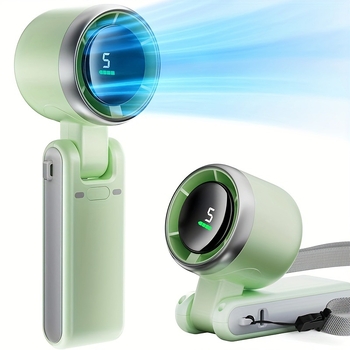 Ръчен безлопатков турбинен вентилатор, USB презареждаема батерия 2000–4000 mAh, 6 скорости, безчетков мотор, тихо работи под 36 dB