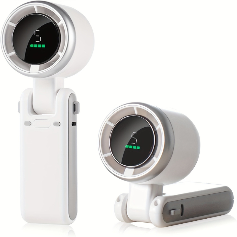 Ръчен безлопатков турбинен вентилатор, USB презареждаема батерия 2000–4000 mAh, 6 скорости, безчетков мотор, тихо работи под 36 dB