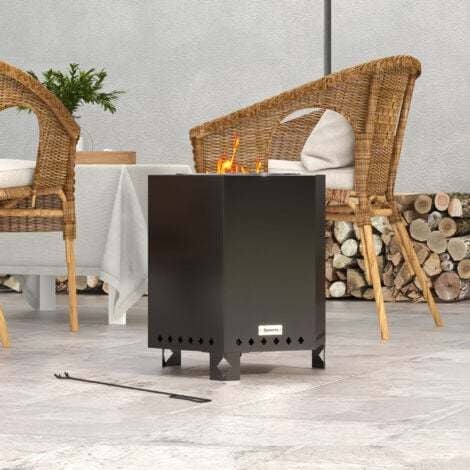 Kültéri hatszögletű szenes tűzhely — vasból, hordozható, több mint 5 fő részére, modell DS-Fire pit-054