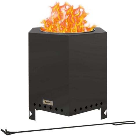 Kültéri hatszögletű szenes tűzhely — vasból, hordozható, több mint 5 fő részére, modell DS-Fire pit-054