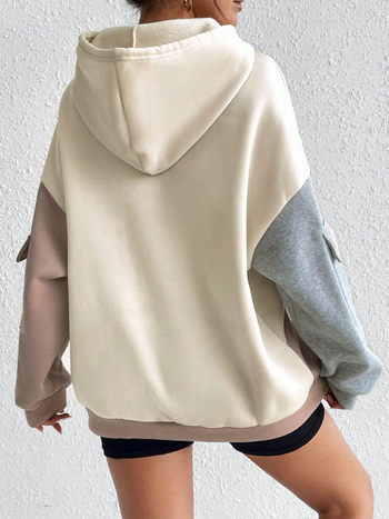 Φούτερ με κουκούλα και 3D patchwork, ελεύθερη γραμμή, πολυεστέρας 95%+, μεσαία πυκνότητα