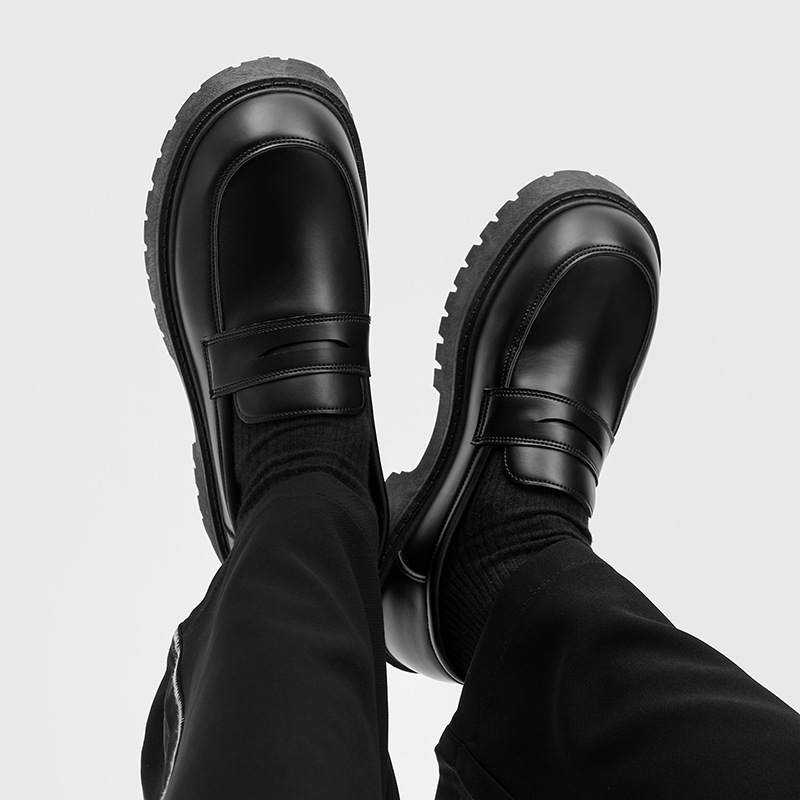 Vyriniai slip-on loaferiai su stora padu, PU odos viršus, atsparūs vandeniui, apvalus pirštas, žemas kulnas