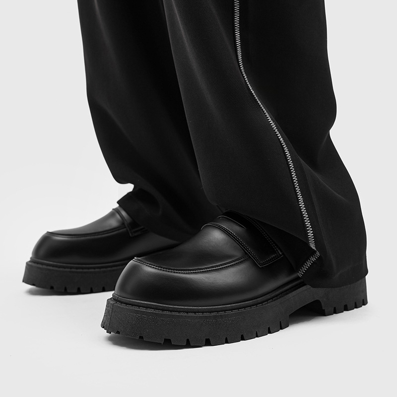 Vyriniai slip-on loaferiai su stora padu, PU odos viršus, atsparūs vandeniui, apvalus pirštas, žemas kulnas