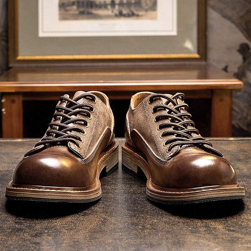 Vyriniai odiniai batai, vintage stilius, kasdieniai odiniai batai su guma padu, priekyje raišteliai