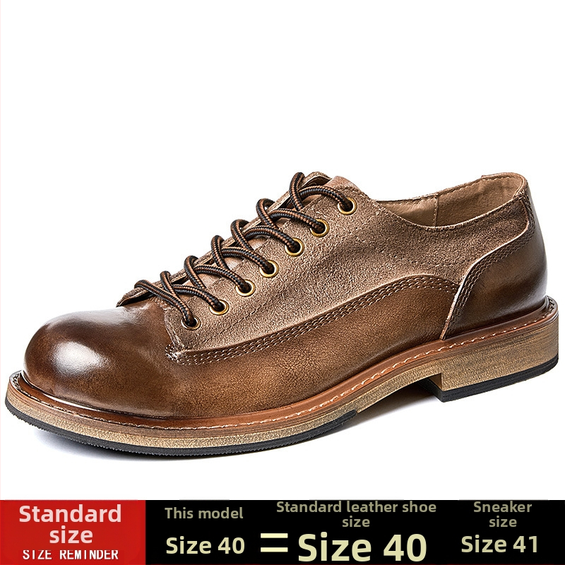 Vyriniai odiniai batai, vintage stilius, kasdieniai odiniai batai su guma padu, priekyje raišteliai