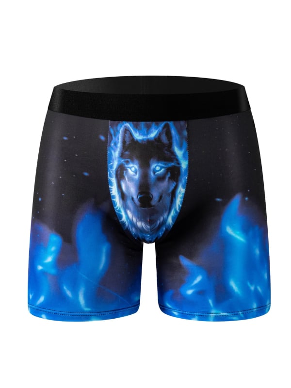 Chiloți bărbați din mătase de lapte, respirabili, talie medie, tricot, imprimeu animal