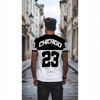 Αντρικό T-shirt με 3D ψηφιακή εκτύπωση σε θέμα αριθμών, χαλαρή γραμμή, στρογγυλός λαιμός, κοντά μανίκια, για καλοκαίρι