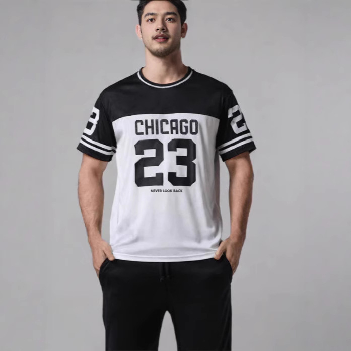 Vyrų marškinėliai su 3D skaitmenine spauda – skaičių motyvas, laisvas kirpimas, apvalus kaklo iškirpimas, trumpomis rankovėmis, vasarai