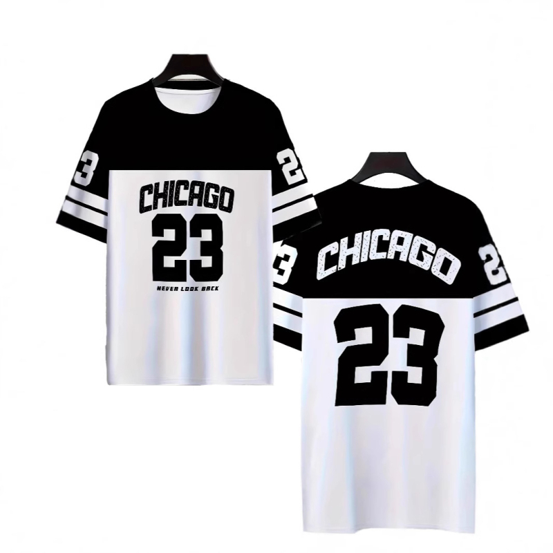 Vyrų marškinėliai su 3D skaitmenine spauda – skaičių motyvas, laisvas kirpimas, apvalus kaklo iškirpimas, trumpomis rankovėmis, vasarai