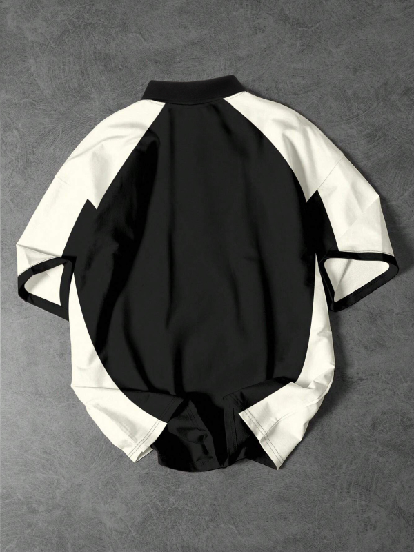 Jaunimo apvalaus kaklo marškinėliai, laisvas kirpimas, poliesterio mišinys, trumpomis rankovėmis, geometrijinis spaudinys, vasara