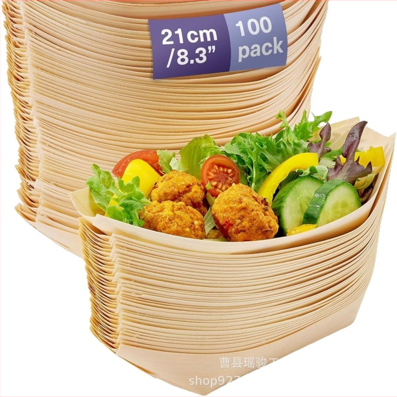 Δίσκος σούσι μίας χρήσης σε σχήμα βάρκας με ξύλινο υλικό, δοχείο από μπαμπού και μπολ μπαμπού; Κατάλληλο για μικροκύματα: Ναι; Εκτύπωση λογοτύπου: Διαθέσιμη