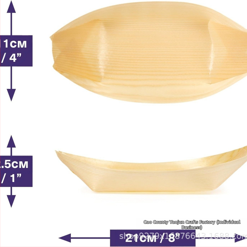Δίσκος σούσι μίας χρήσης σε σχήμα βάρκας με ξύλινο υλικό, δοχείο από μπαμπού και μπολ μπαμπού; Κατάλληλο για μικροκύματα: Ναι; Εκτύπωση λογοτύπου: Διαθέσιμη
