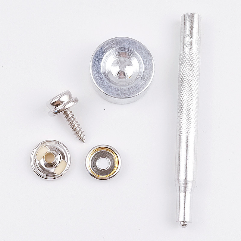 Net Ann rézanyagú, nagy fehér csattal rendelkező snap zár készlet, 50 készlet sátorokhoz és hajókhoz