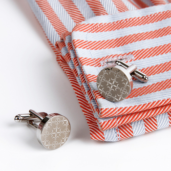 Медни копчета за ръкавели, кръгли, прост мъжки стил, електроплакирано покритие, персонализиране по заявка