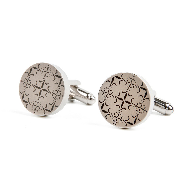 Μανικετόκουμπα από χαλκό, στρογγυλά, απλός ανδρικός στυλ, ηλεκτροπλατίωση, προσαρμογή κατόπιν παραγγελίας