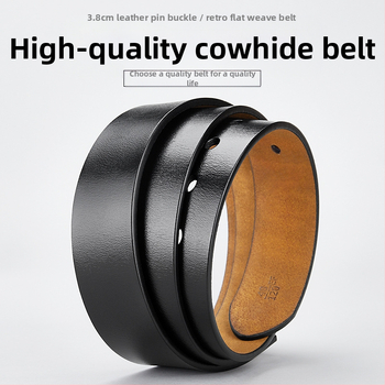 Ανδρικός ιμάντας από γνήσιο δέρμα, διπλού στρώματος, ανάγλυφη επιφάνεια, αυτόματη αγκράφα από κράμα